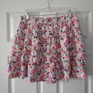 Universal Thread Floral Tiered Skirt Elastic Waist